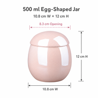 Urna Conmemorativa de Cerámica para Mascotas, 500ml, Frasco con Tapa en Forma de Huevo, Blanco Mate, Rosa Brillante, Pequeña Ceniza para Cremación, Moderna y Elegante