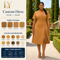 Robe africaine plissée à revers, longueur genou, grande taille, personnalisée, vente en gros