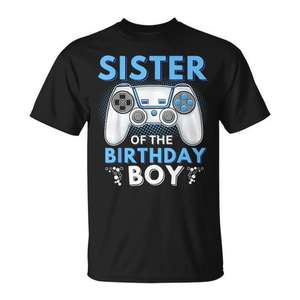 Camiseta a juego para hermana de cumpleaños con diseño de videojuego, promocional y personalizable - Product Image 1