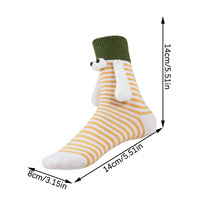 Chaussettes mi-mollet amusantes 3D magnétiques à motif de mains entrelacées, rayées, style dessin animé, pour femme, cadeau original pour couple