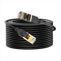 Kabel Ethernet Cat8 50FT Kecepatan Tinggi Tugas Berat 26AWG Konduktor Tembaga Murni Berpelindung Foil Konektor RJ45 Berlapis Emas