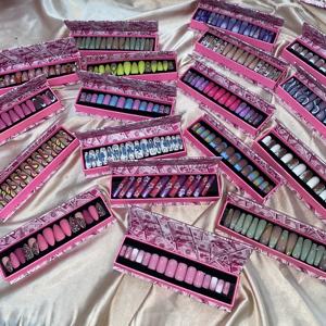 Toptan basın tırnak özel tırnak dekorasyon tasarım saf el yapımı pembe jel basın çivi - Product Image 4