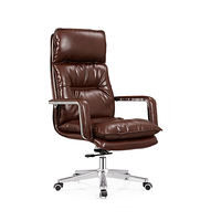Chaise de bureau de direction pivotante en cuir PU marron et noir avec accoudoirs – Offre spéciale