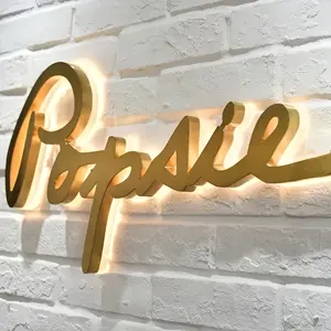 Insegne personalizzate in oro di lusso con segno di lettere retroilluminate a led con logo a led per esterni