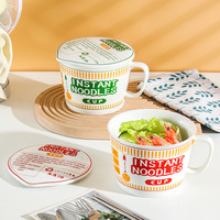OEM Bol pour nouilles instantanées ramen en céramique japonaise Bol pour nouilles instantanées avec couvercle et poignée
