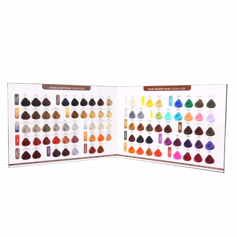 Nuancier de teinture capillaire organique, 2 pages, tableau de couleurs pour cheveux