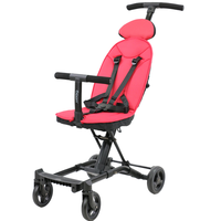 Poussette de voyage portable ultra compacte et légère pour bébé avec système de pliage confortable de taille cabine à grandes roues