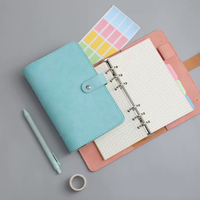 Carnet de notes A6 en cuir PU mignon, classeur rechargeable, couleur Blush