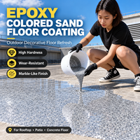 Peinture de sol époxy auto-nivelante 100% solide, personnalisée en usine, effet marbre, sable coloré, revêtement de sol époxy coloré