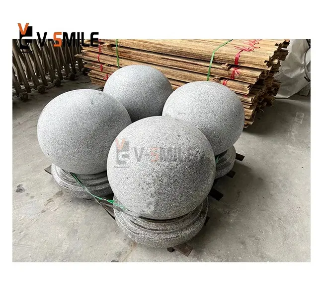 Çin gri granit açık taş topları susam beyaz granit park topu araba dur taş