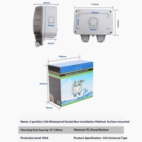 Prise murale extérieure étanche, résistante à la pluie, norme britannique, double prise avec 1 port USB Type-C et WiFi, indice IP66, 13A 230V