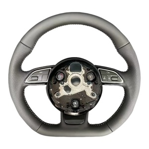 Volante Deportivo de Cuero Completamente Perforado con Base Plana, Apto para Audi <span class=keywords><strong>A1</strong></span> A3 A4 A5 A6 A7 Q3 Q5 Q7 S3 S8 B8 R8 - Product Image 5