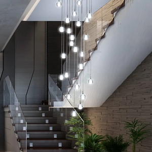 Lustre moderne en cristal, luminaire de plafond LED de luxe pour hall d'hôtel, atrium, éclairage commercial, luminaire suspendu - Product Image 2