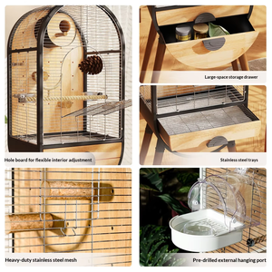 Jaula de madera grande para aves, tipo aviario, para cría y vuelo, para guacamayos y loros, con bandeja, al por mayor - Product Image 2