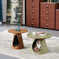 Ensemble de tables d'appoint multifonctionnelles en cuir de selle, mobilier de maison, lit pour chat, table basse pour salon avec lit pour chat