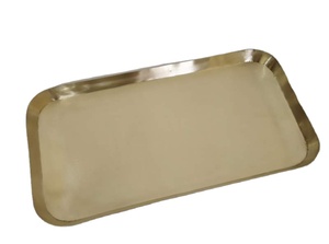 Plateau ovale décoratif en laiton, poli brillant, luxe haut de gamme, doré poli, plateau de service classique, plat de service pour restaurant - Product Image 2