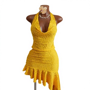 Robes mini élégantes vintage sexy à col halter, dos nu, respirantes, avec strass pour femmes, toutes saisons - Product Image 3