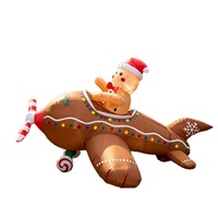 Décoration de Noël créative transfrontalière : Bonhomme en pain d'épices volant en avion, moule gonflable pour cour et pelouse
