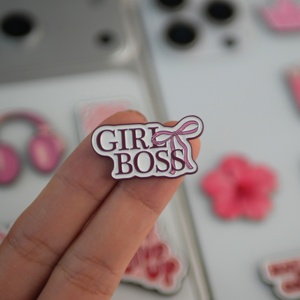 Pegatinas para Teléfono de Zinc y Hierro con Esmalte Rosa Árabe de Oriente Medio, con diseños de Mariposa Linda, <span class=keywords><strong>Auriculares</strong></span>, Frases Inspiradoras, Girl Boss, Corona de Reina y Arte Folclórico - Product Image 5