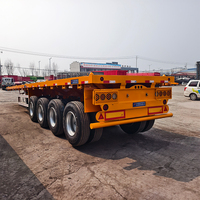 Semi-remorque à plateau plat à 4 essieux et 16 roues, remorque à plateau plat pour conteneurs de 40 pieds, pour le transport de marchandises générales et de machines