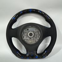 Volant de voiture sport en cuir véritable et fibre de carbone forgée bleu personnalisé, adapté aux modèles BMW E90 E88 E87 E84, livraison rapide