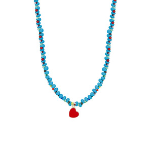 Collar de cuentas de resina plástica color dopamina para mujer, de lujo ligero, minimalista, con forma de corazón esmaltado, elegante X2020 B - Product Image 2