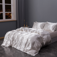 Ensemble de literie en soie 100% super luxueux en couleurs unies, drap et housse de couette
