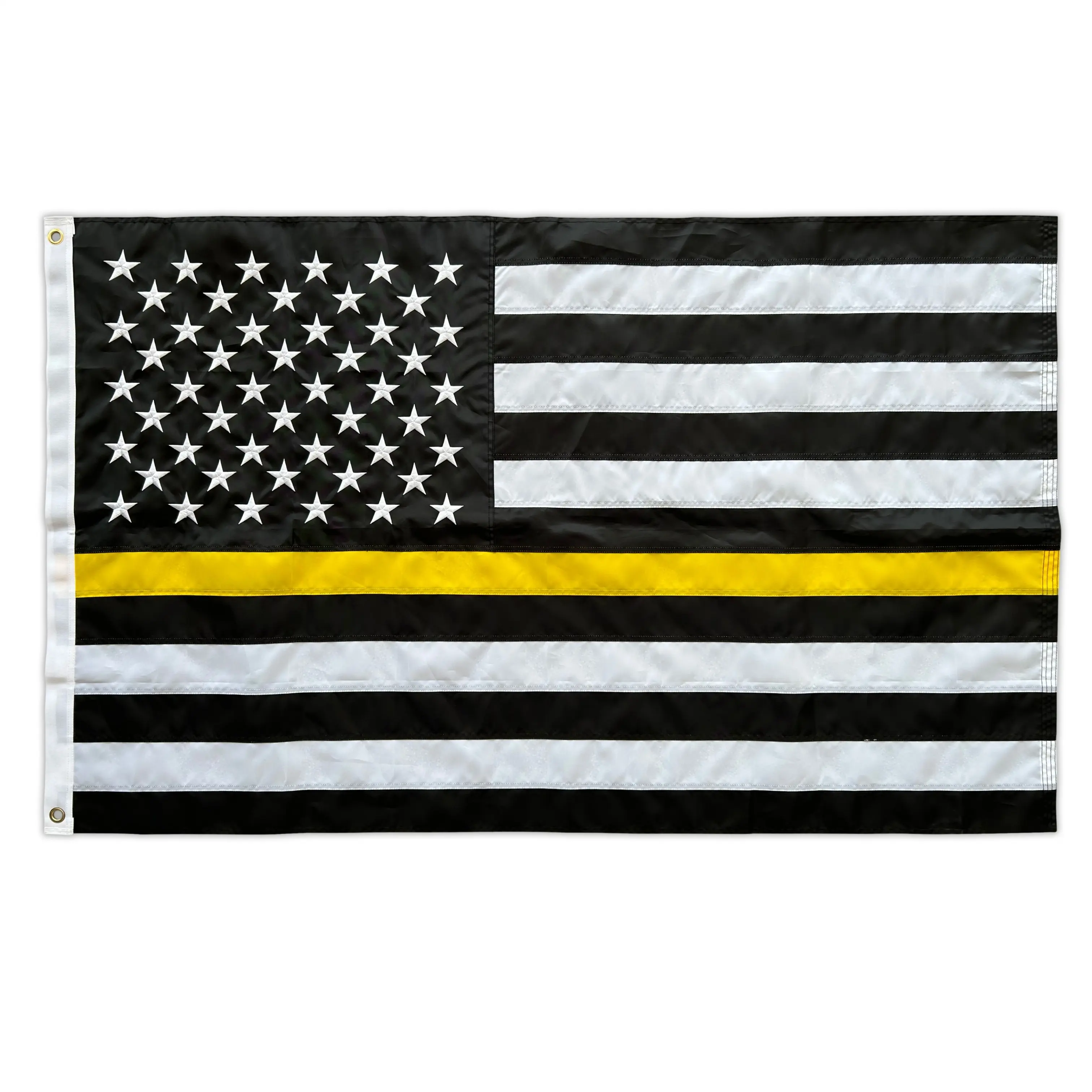 Embroidery Thin Yellow Line Flag Banner Embroidered Waterproof UV Resistant for Security Guards and Tow Truck Drivers Honor