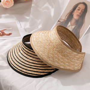 Bán Buôn Chất Lượng Cao Tùy Chỉnh Mùa Hè Phụ Nữ Bãi Biển Mũ Rơm Handmade Dệt Sọc Cỏ Tự Nhiên <span class=keywords><strong>Topless</strong></span> Rộng Vành Sun Visor <span class=keywords><strong>Hat</strong></span> - Product Image 2