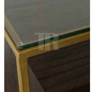 Mueble de Salón Moderno Madia con Puerta y Cajón, Mueble Buffet con Tapa de Vidrio y Madera, Separador de Ambientes - Product Image 4