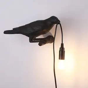 Timjay Gothic Raven Wall Sconce Lighting Vintage Resin Bird Table Lamp Wall Decor and Bedroom Bedside led wall lamp