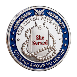Moneda Conmemorativa Coleccionable de Metal con Diseño de Placa Militar y Collar de Perlas, con la Frase '<span class=keywords><strong>El</strong></span> Coraje No Conoce Género', para Mujeres en Servicio - Product Image 3