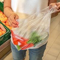 Sacs en plastique transparent HDPE en rouleau avec poignée, pour le commerce de détail, les supermarchés, réutilisables, vente en gros d'usine