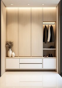 Armoire à chaussures encastrée sur mesure en bois massif, anti-humidité, grand meuble de rangement pour villa, mobilier complet pour toute la maison - Product Image 3