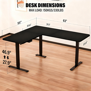 Tùy Chỉnh Kích Thước <span class=keywords><strong>L</strong></span>ớn Ergonomic <span class=keywords><strong>L</strong></span>-Hình Điện Mở rộng Văn Phòng Góc Bàn 3 Chân Chiều Cao Có Thể Điều Chỉnh Dễ Dàng <span class=keywords><strong>L</strong></span>ắp Ráp Gỗ Top - Product Image 2