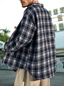 Camicie da uomo con bottoni e pantaloni a manica <span class=keywords><strong>lunga</strong></span> Casual <span class=keywords><strong>camicia</strong></span> da vacanza da uomo <span class=keywords><strong>camicia</strong></span> da uomo a quadri Top Top Top da uomo - Product Image 5