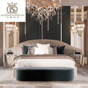 BS Letto Matrimoniale Moderno di Lusso in Pelle, Set Camera da Letto, Letti in Legno Personalizzati per Appartamenti e <span class=keywords><strong>Hotel</strong></span> - Product Image 2