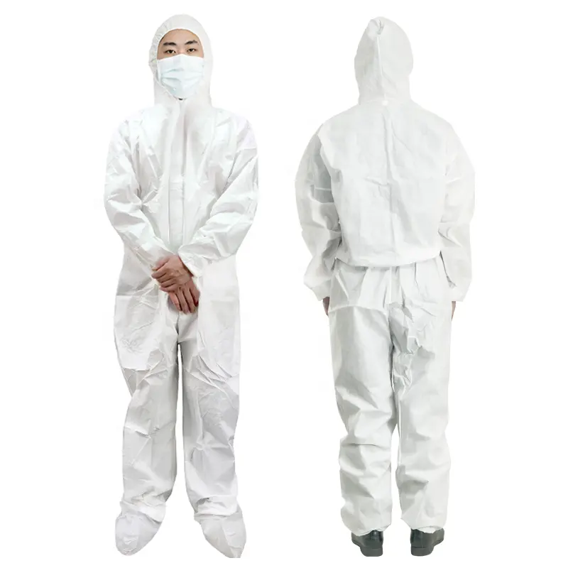 Pabrik langsung tipe 5-6 pelindung keselamatan Workwear Polypropylene sekali pakai tahan air dewasa CE Putih SF Jumpsuit EN