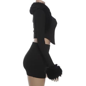 PEEQI K25S85367 Nuovi Arrivi Completo <span class=keywords><strong>Donna</strong></span> Due Pezzi con Gonna Corta e Top con Inserti in Pelliccia <span class=keywords><strong>Sexy</strong></span> per Club <span class=keywords><strong>Abbigliamento</strong></span> Femminile 2026 - Product Image 5