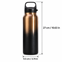Bouteille d'eau réutilisable en acier inoxydable de qualité supérieure, à double paroi, isolée sous vide, avec couvercle à poignée, 20 oz, personnalisable avec logo, pour le sport, vente en gros