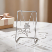 Collier Pendentif Femme en Argent Sterling 925 Tournesol avec Moissanite Ronde VVS 4mm et Or 18 carats – Vente en Gros de Bijoux Très Demandés
