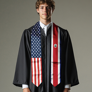 ผ้าพันคอสำเร็จการศึกษาแบบซาตินสำหรับผู้ใหญ่ ขนาด 13*180 ซม. สำหรับการศึกษาต่อต่างประเทศระหว่างสหรัฐอเมริกาและคอสตาริกา - Product Image 4