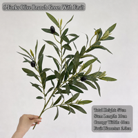 Branche d'olivier artificielle HGA 57 cm, 6 branches, tige d'olivier artificielle verte avec fruits pour vase, décoration de table à domicile, vente en gros