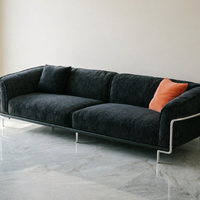 Canapé d'angle moderne de luxe en tissu chenille, style Bauhaus, avec chaise longue, pieds en acier inoxydable, meubles de salon pour villa