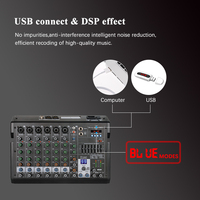 Console de mixage audio professionnelle 8 canaux portable avec enregistrement et alimentation fantôme 48V