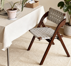 Chaise de salle à manger moderne en <span class=keywords><strong>bois</strong></span> de pin massif Selle en cuir Design pliable pour la maison Salon Petit appartement - Product Image 2