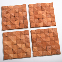 Tuiles de mosaïque en briques rouges 3D, panneaux muraux en terre cuite montés sur filet, style rustique