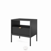 Table d'appoint moderne gris foncé avec tiroir |   Table d'appoint en bois stratifié avec pieds en acier |   Table de chevet de qualité supérieure écologique