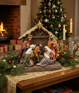 Juego <span class=keywords><strong>de</strong></span> Nacimiento Navideño <span class=keywords><strong>de</strong></span> Resina <span class=keywords><strong>de</strong></span> 8.4 Pulgadas con Estrella Dorada, Figuras <span class=keywords><strong>de</strong></span> la Sagrada Familia y los <span class=keywords><strong>Reyes</strong></span> <span class=keywords><strong>Magos</strong></span>, Decoración Tradicional para el Hogar - Product Image 3