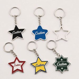 Porte-clés personnalisés en métal de haute qualité avec motif étoile, logo sur mesure, souvenirs, vente en gros - Product Image 1